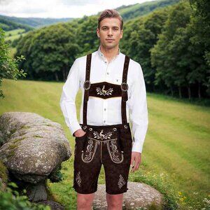 TRACHTEN Otto München Men’s Lederhosen Traditional German Dark Lederhosen Size44